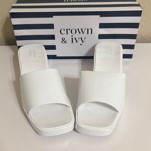 Crown & Ivy Classic White Slides